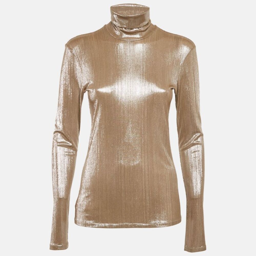 Pallas Metallic Lurex Knit Turtleneck Pullover S